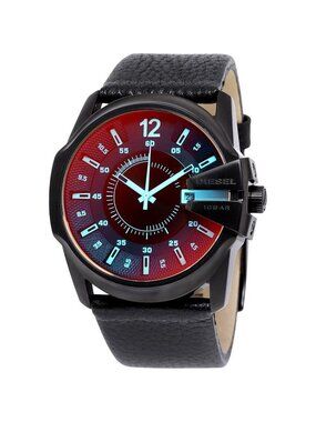 NWT Diesel Timeframe Iridescent Dial Leather Men's Watch